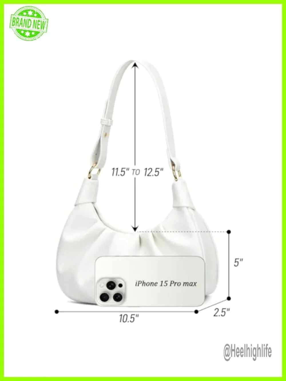 Faux Leather Hobo Shoulder Bag with Detachable Gold Chain